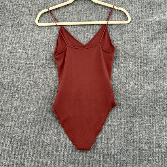 Zara Bodysuit Womens Small Rust V-Neck Spaghetti Strap Fitted Tank Top - Picture 7 of 8